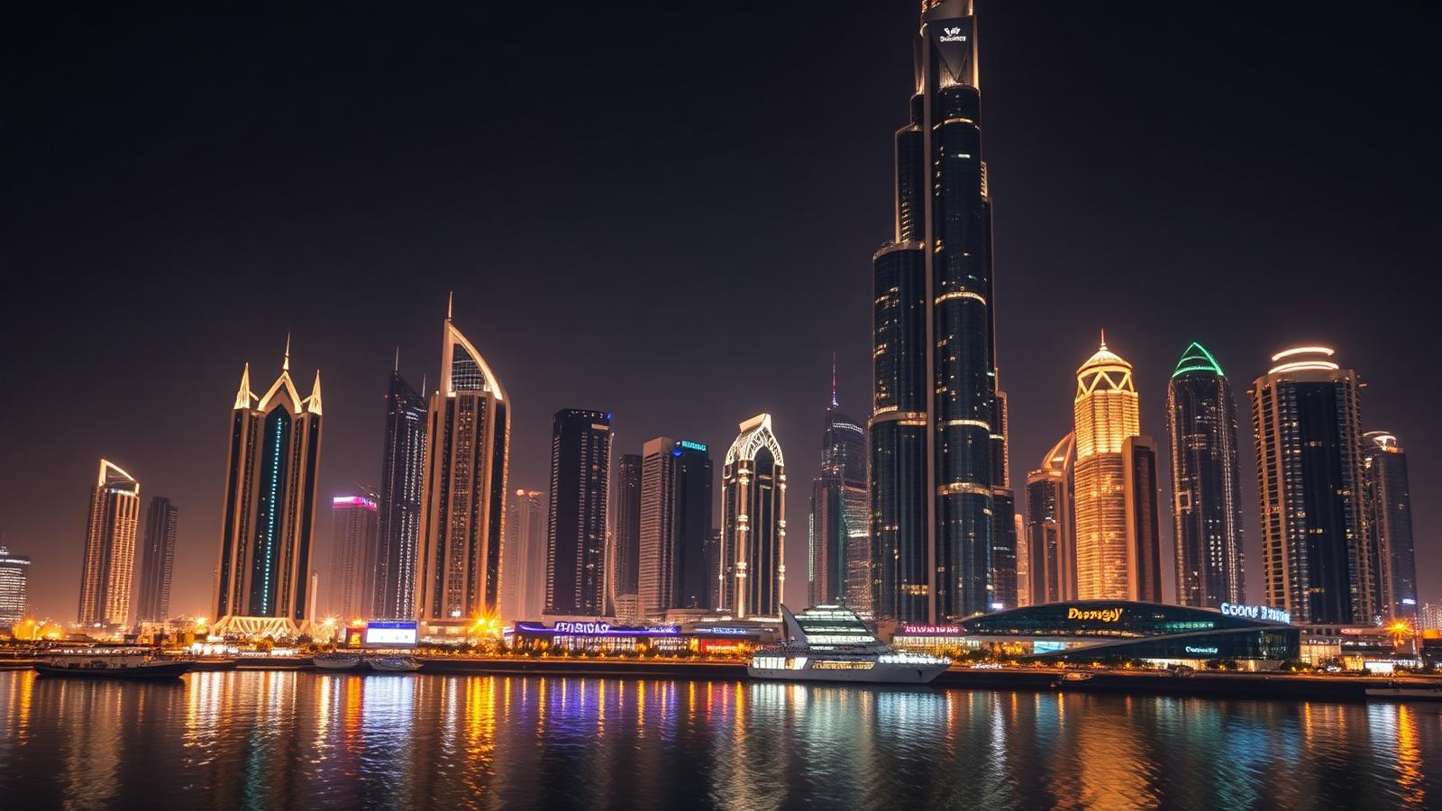أفق مدينة دبي معالمها الشهيرة